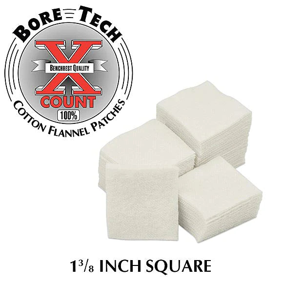 Bore Tech X-Count 1-3/8 Inch Square Cotton Cleaning Patches