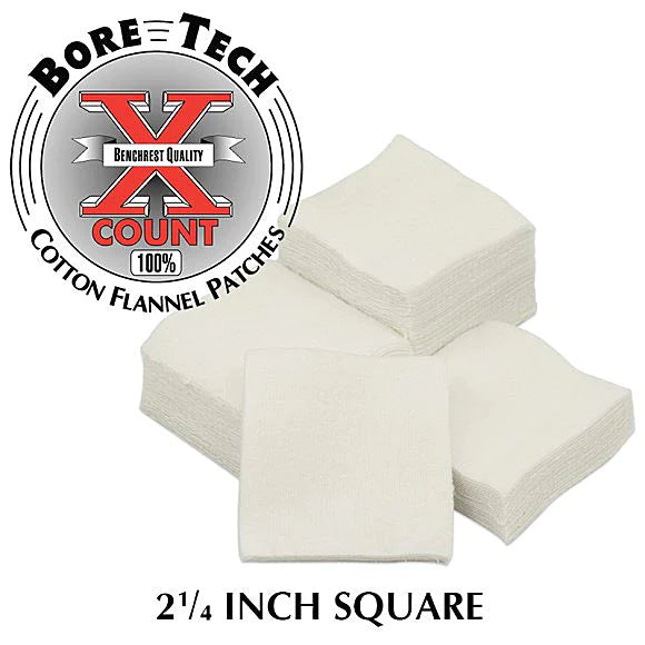 Bore Tech X-Count 2-1/4 Inch Square Cotton Cleaning Patches