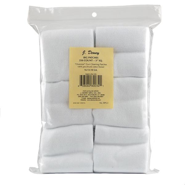 Dewey Cotton Flannel Cleaning Patches 3 Inch Square for 12 to 16 Gauge Pack of 250