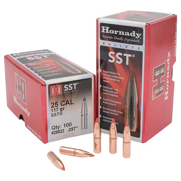 Hornady SST Bullets 25 Calibre (0.257" diameter) 117 Grain Polymer Tip Spitzer 100/Box
