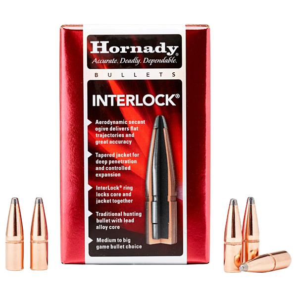 Hornady InterLock Bullets 270 Calibre (0.277" diameter) 140 Grain, Boat Tail Spire Point, 100/Box
