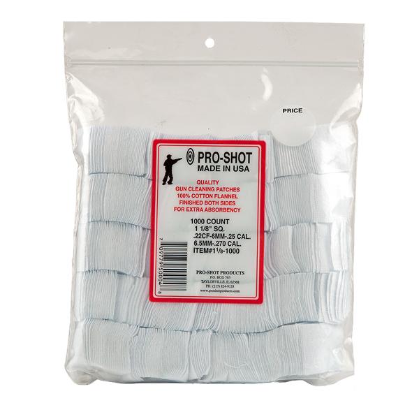 Pro-Shot 1-1/8 Inch Square 22-270 Calibre Cotton Flannel Cleaning Patches