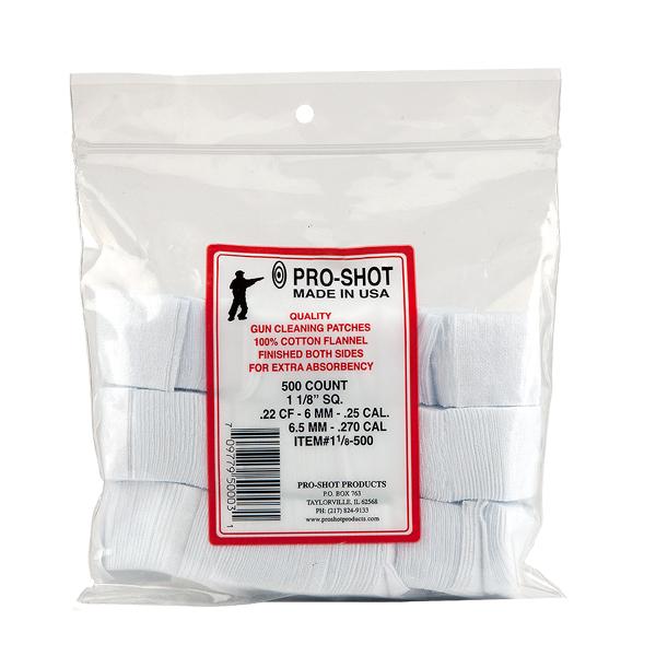 Pro-Shot 1-1/8 Inch Square 22-270 Calibre Cotton Flannel Cleaning Patches