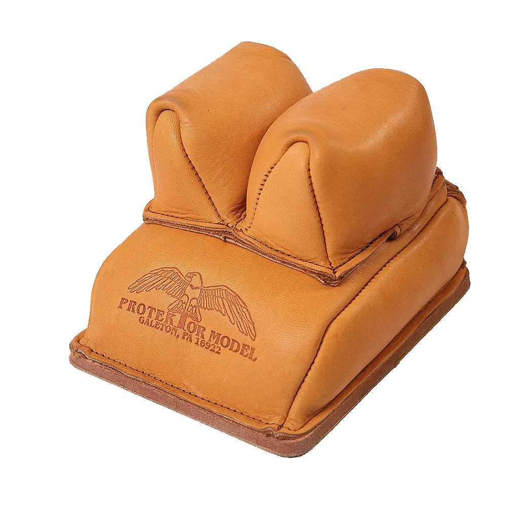 Protektor Model #13A Rabbit Ear Rear Shooting Rest Bag with Heavy Bottom Leather Tan Unfilled