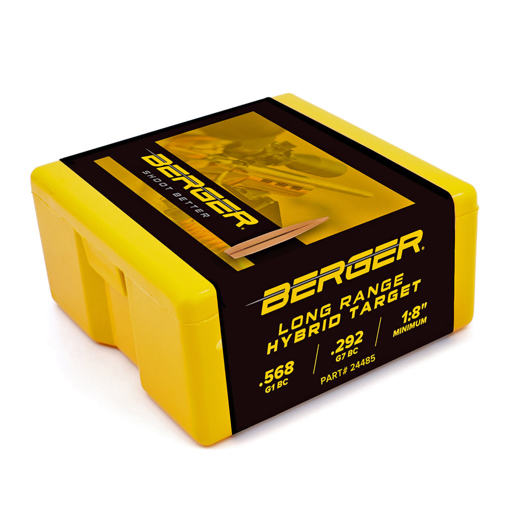 Berger Long Range Hybrid Target Bullets 6MM (0.243" diameter) 109 Grain Hollow Point Boat Tail 100/Box