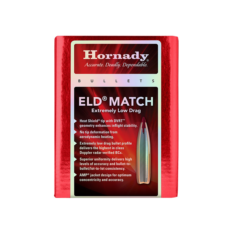 Hornady ELD Match Bullets 25 Calibre (0.257" diameter) 134 Grain Polymer Tip 100/Box