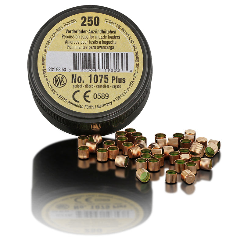 RWS #1075 Plus No. 11 Percussion Caps 4.47MM Ribbed Suitable for Muzzle Loading Long Guns 250/Box
