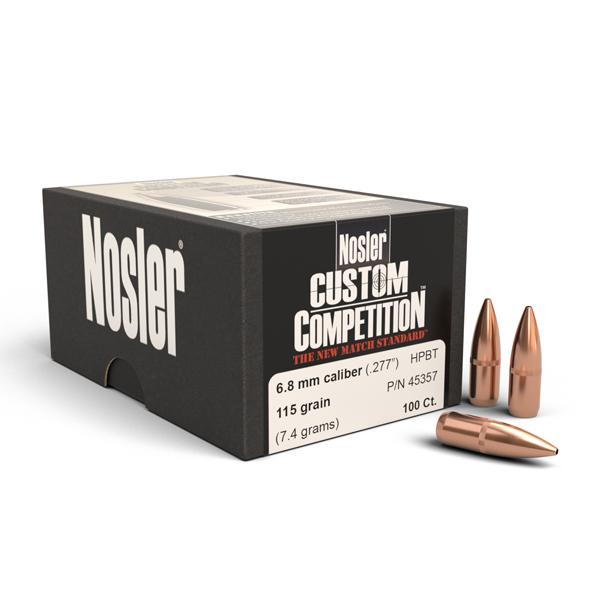 Nosler Custom Competition Bullets 6.8MM (0.277" diameter) 115 Grain Hollow Point Boat Tail
