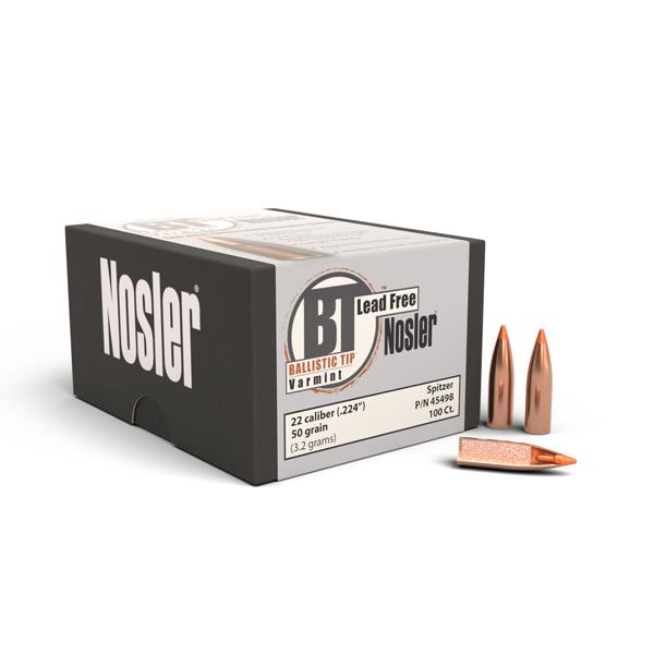 Nosler Ballistic Tip Lead-Free Varmint Bullets 22 Calibre (0.224" diameter) 50 Grain Ballistic Tip 100/Box