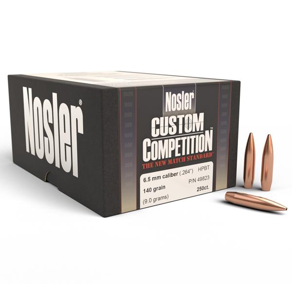 Nosler Custom Competition Bullets 26 Calibre, 6.5MM (0.264" diameter) 140 Grain Hollow Point Boat Tail