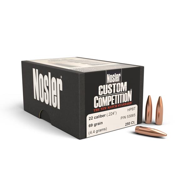 Nosler Custom Competition Bullets 22 Calibre (0.224" diameter) 69 Grain Hollow Point Boat Tail