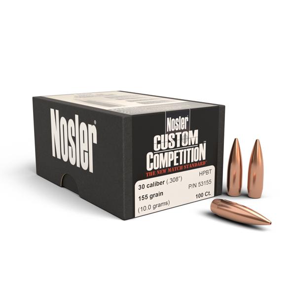 Nosler Custom Competition Bullets 30 Calibre (0.308" diameter) 155 Grain Hollow Point Boat Tail