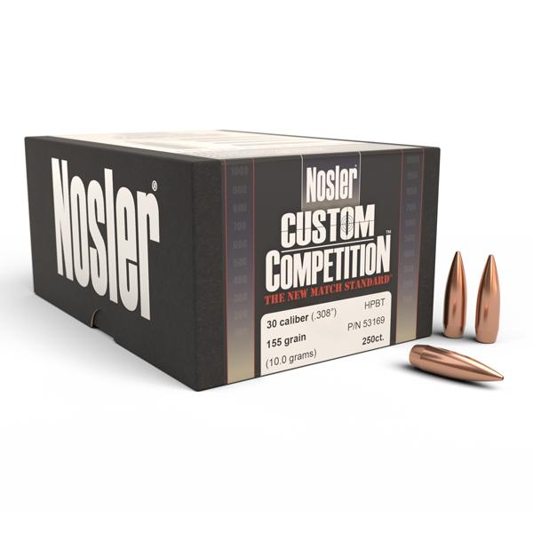 Nosler Custom Competition Bullets 30 Calibre (0.308" diameter) 155 Grain Hollow Point Boat Tail