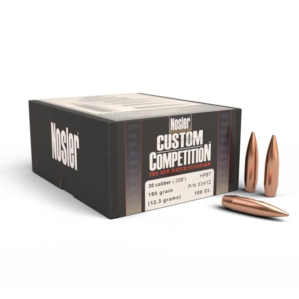 Nosler Custom Competition Bullets 30 Calibre (0.308" diameter) 190 Grain Hollow Point Boat Tail