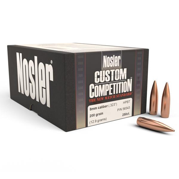 Nosler Custom Competition Bullets 32 Calibre, 8mm (0.323" diameter) 200 Grain Hollow Point Boat Tail