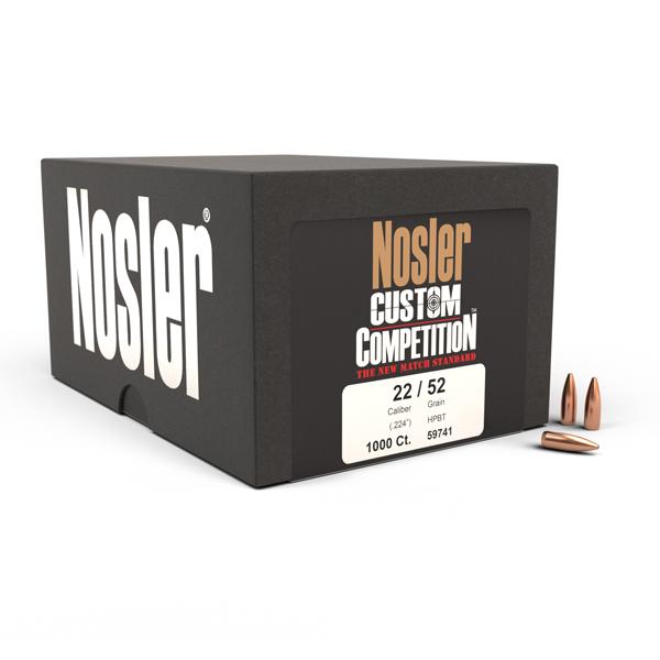 Nosler Custom Competition Bullets 22 Calibre (0.224" diameter) 52 Grain Hollow Point Boat Tail
