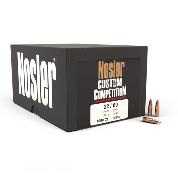 Nosler Custom Competition Bullets 22 Calibre (0.224" diameter) 69 Grain Hollow Point Boat Tail