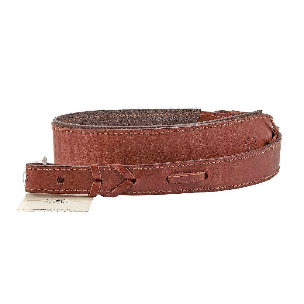Alexandre Mareuil Leather Cobra Style Rifle Sling Rubber Lined, Brown
