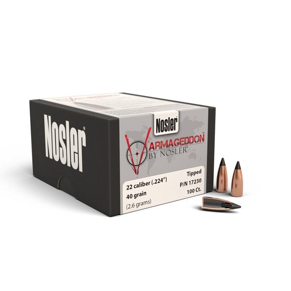 Nosler Varmageddon Bullets 22 Calibre (0.224" diameter) 40 Grain Tipped Flat Base 100/Box