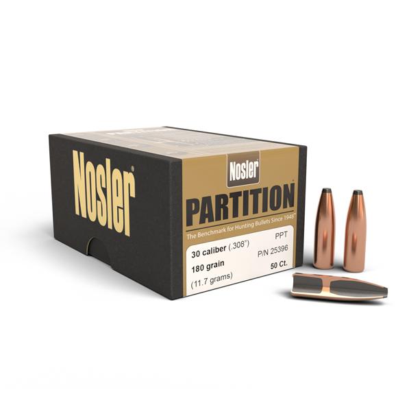 Nosler Partition Bullets 30 Calibre (0.308" diameter) 180 Grain Protected Point 50/Box