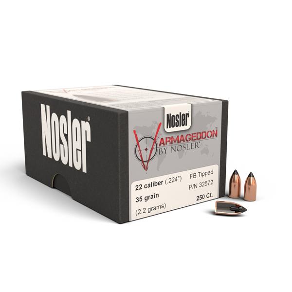 Nosler Varmageddon Bullets 22 Calibre (0.224" diameter) 35 Grain Tipped Flat Base 250/Box