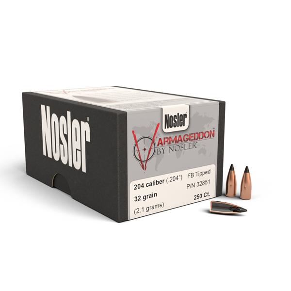 Nosler Varmageddon Bullets 20 Calibre (0.204" diameter) 32 Grain Tipped Flat Base 250/Box