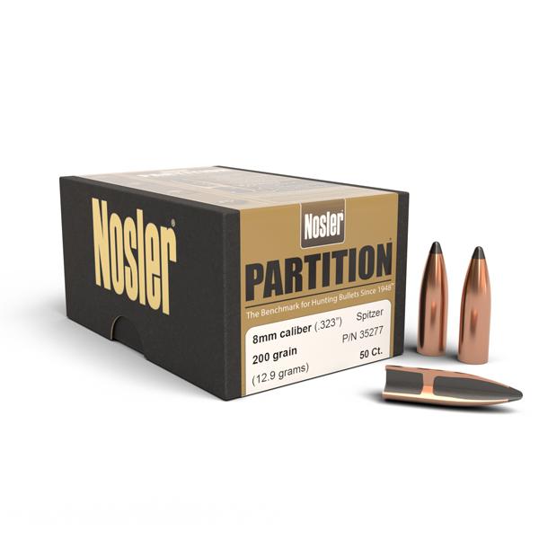Nosler Partition Bullets 32 Calibre, 8mm (0.323" diameter) 200 Grain Spitzer 50/Box