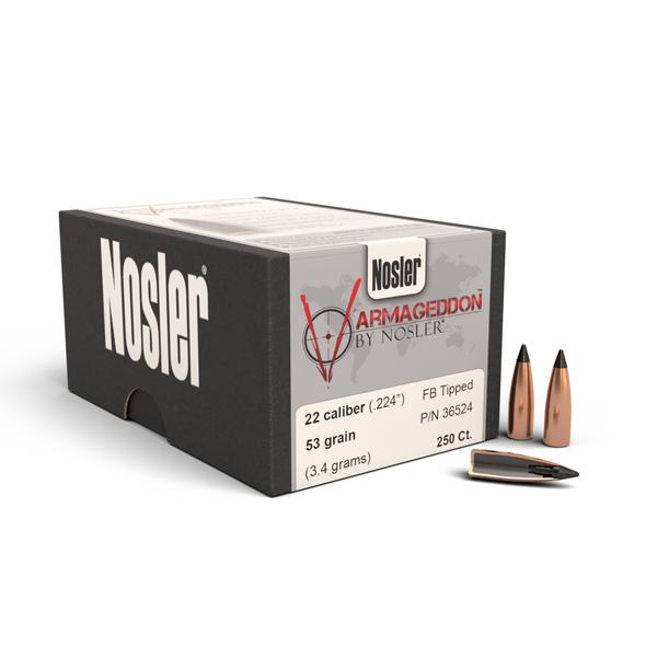 Nosler Varmageddon Bullets 22 Calibre (0.224" diameter) 53 Grain Tipped Flat Base 250/Box