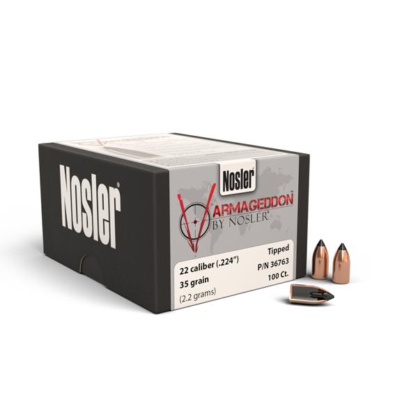 Nosler Varmageddon Bullets 22 Calibre (0.224" diameter) 35 Grain Tipped Flat Base 100/Box