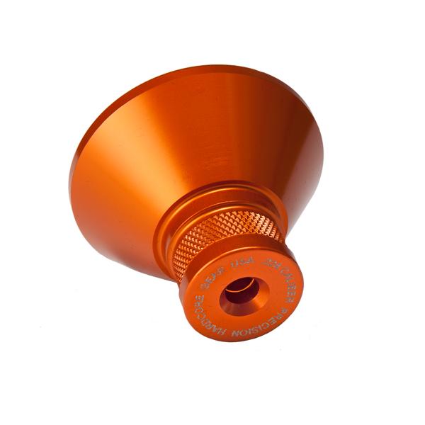 Precision Hardcore Gear Machined Aluminum Calibre Specific Powder Funnel, 22 Calibre, Orange