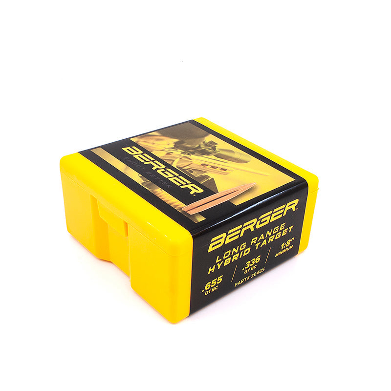 Berger Long Range Hybrid Target Bullets 6.5MM (0.264" diameter) 144 Grain Hollow Point Boat Tail 100/Box
