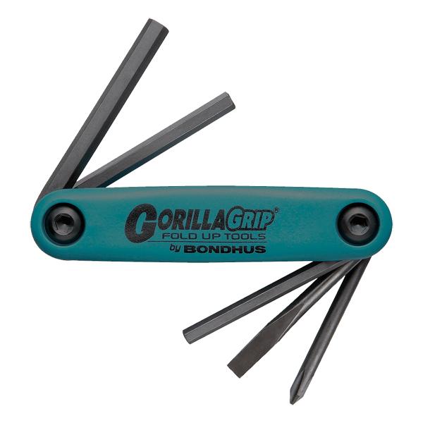 Bondhus 12547, Set of 5 Utility Fold-up Tool no. 1, and no. 2 Phillips, 1/8, 3/16, and 1/4 Slotted, HFU5
