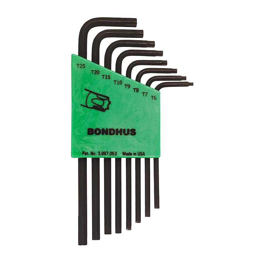 Bondhus 31832, Set of 8 Star L-Wrenches - Long Arm Style - T6 - T25,