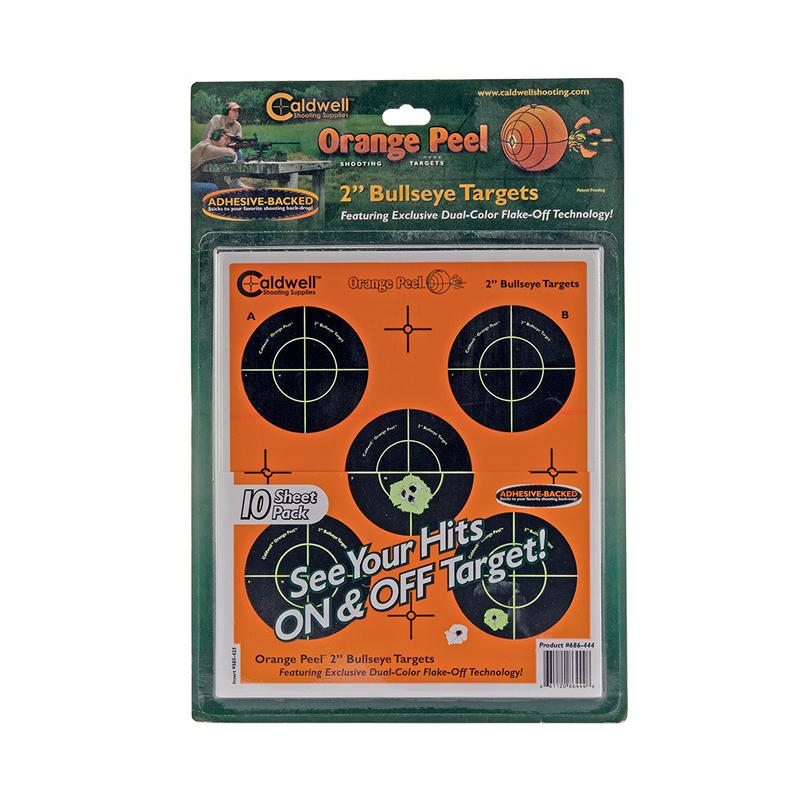 Caldwell Orange Peel Targets 2 inch Self-Adhesive Bullseye (5 Bulls Per Sheet) 10/Pack