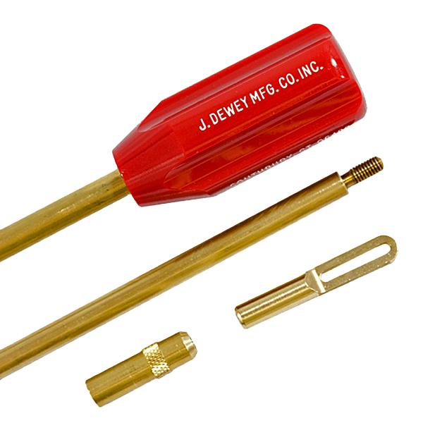 Dewey 1-Piece Brass Shotgun Cleaning Rod 34 Inches 12-28 Male Thread with 5/16 x 27 Adapter