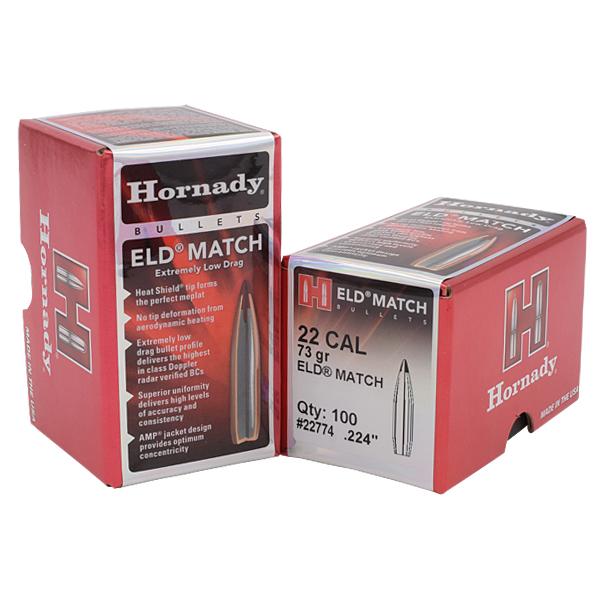 Hornady ELD Match Bullets 22 Calibre (0.224" diameter) 73 Grain Polymer Tip 100/Box