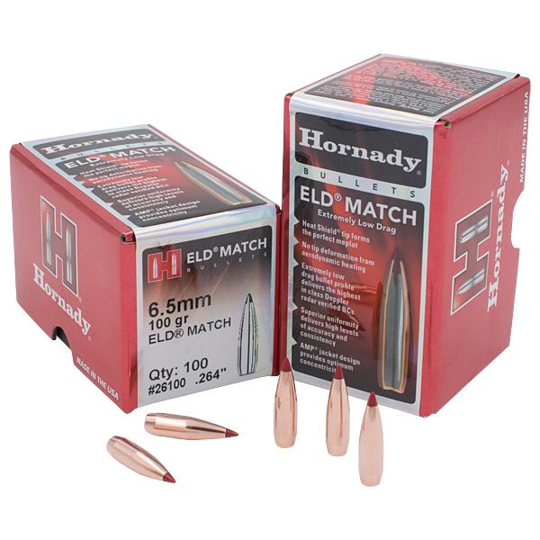 Hornady ELD Match Bullets 6.5MM (0.264" diameter) 100 Grain Polymer Tip Boat Tail 100/Box