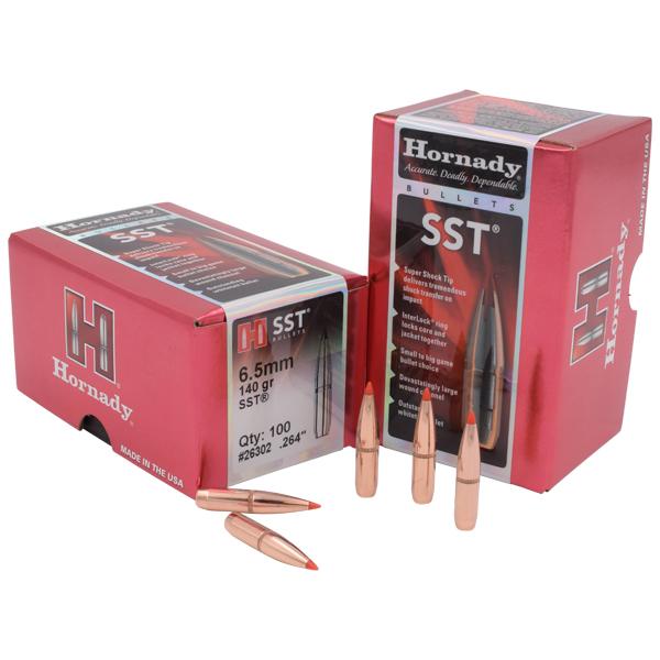 Hornady SST Bullets 264 Calibre, 6.5MM (0.264" diameter) 140 Grain Polymer Tip Boat Tail 100/Box