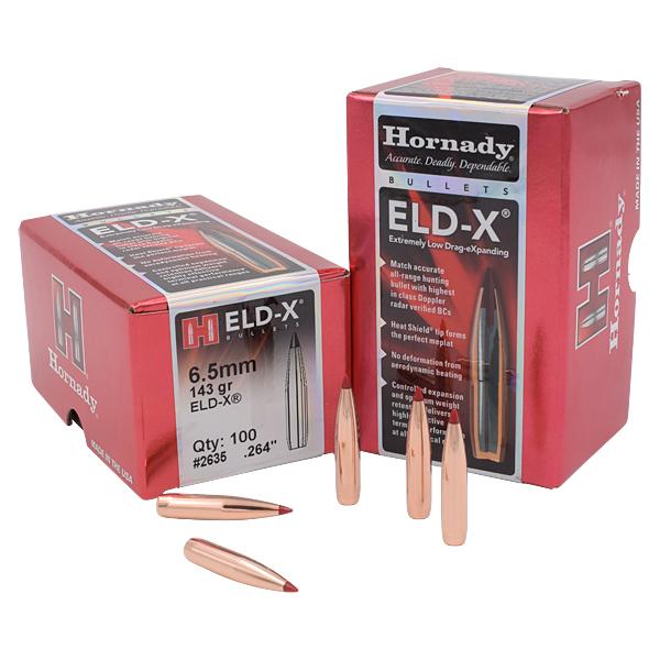 Hornady ELD-X Bullets 6.5MM (0.264" diameter) 143 Grain Polymer Tip Boat Tail 100/Box