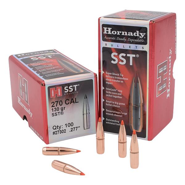 Hornady SST Bullets 270 Calibre (0.277" diameter) 130 Grain, Polymer Tip Boat Tail 100/Box