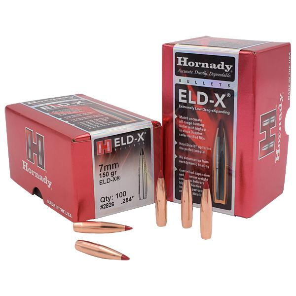 Hornady ELD-X Bullets 7MM (0.284" diameter) 150 Grain, Polymer Tip Boat Tail 100/Box