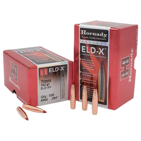 Hornady ELD-X Bullets 7MM (0.284" diameter) 162 Grain, Polymer Tip Boat Tail 100/Box