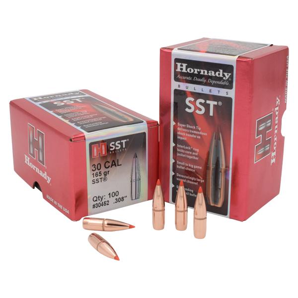 Hornady SST Bullets 30 Calibre, (0.308" diameter) 165 Grain, Polymer Tip Boat Tail 100/Box