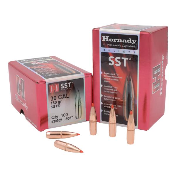 Hornady SST Bullets 30 Calibre, (0.308" diameter) 180 Grain, Polymer Tip Boat Tail 100/Box