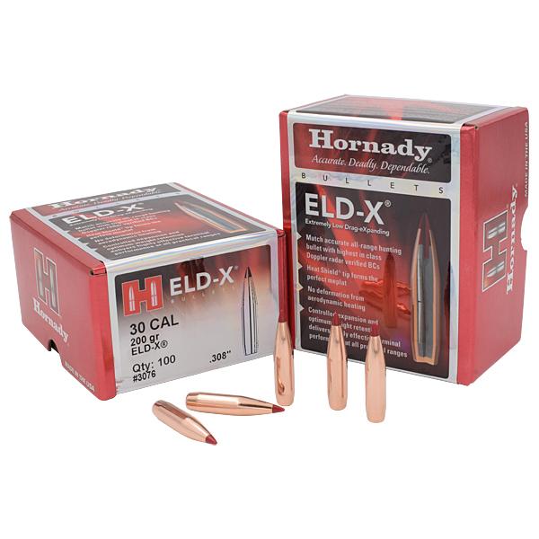 Hornady ELD-X Bullets 30 Calibre (0.308" diameter) 200 Grain, Polymer Tip Boat Tail 100/Box