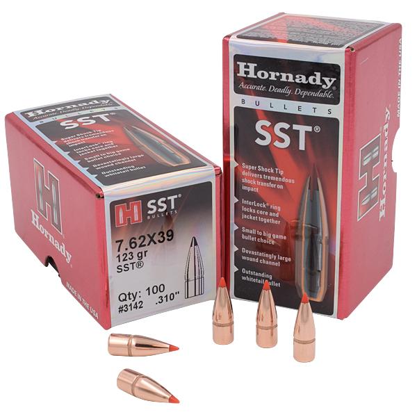Hornady SST Bullets 7.62x39mm (0.310" diameter) 123 Grain InterLock Polymer Tip Spitzer 100/Box