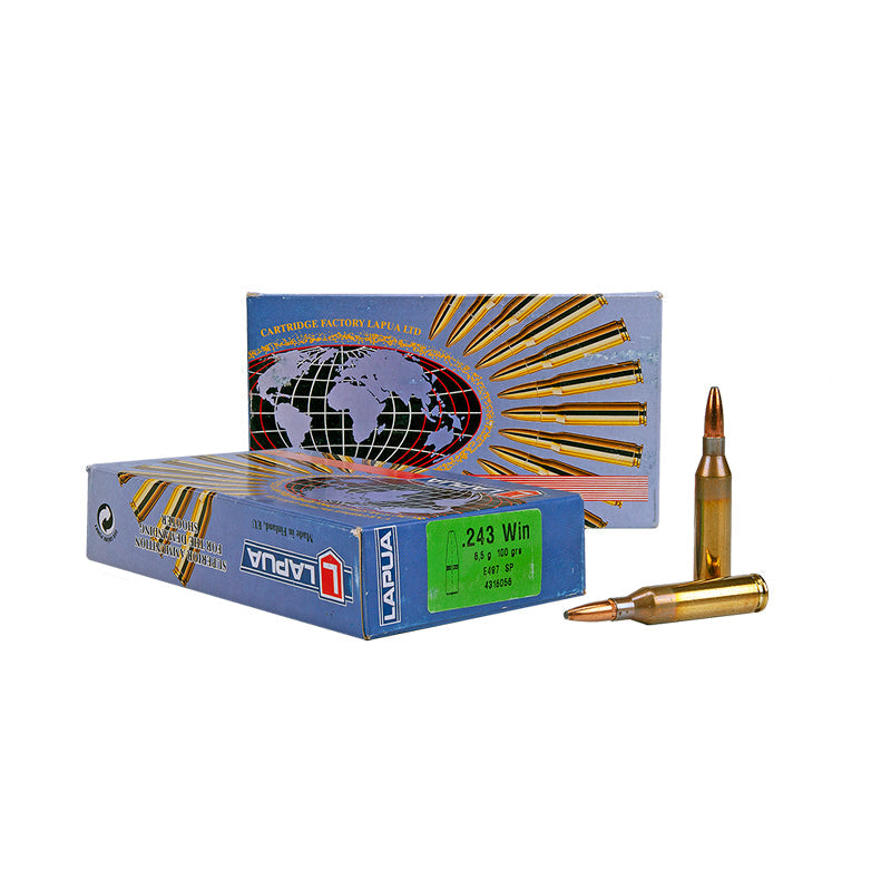 Lapua 243 Winchester 100 grain soft point rifle ammunition