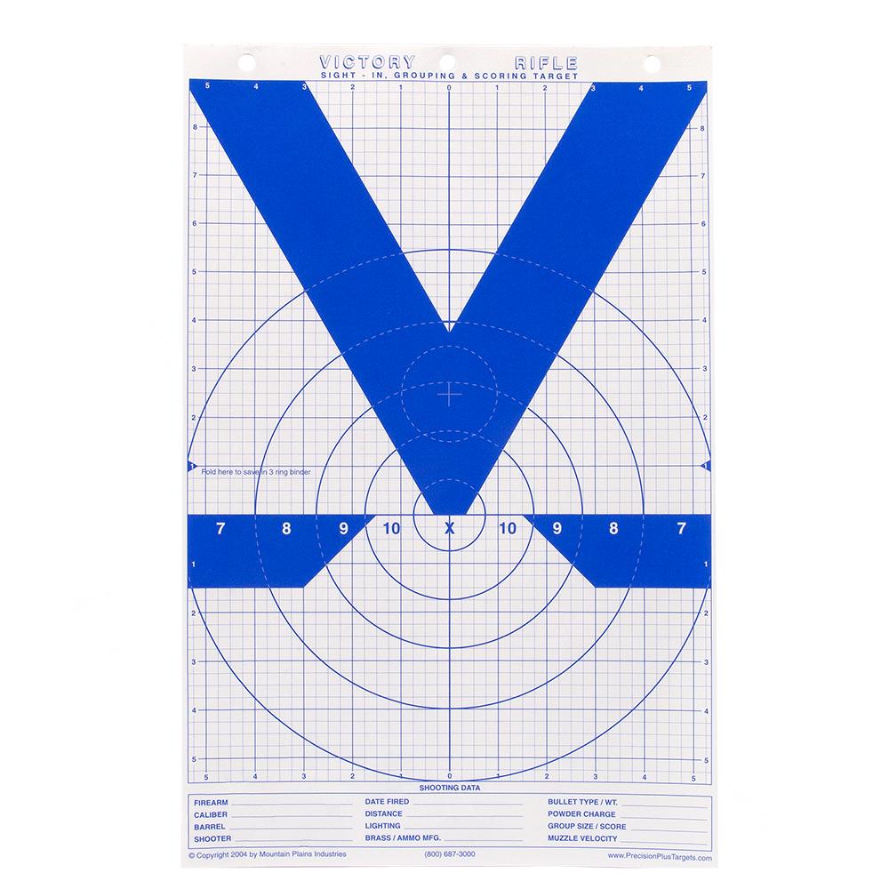 Mountain Plains Hi-Visibility Victory Rifle Precision Plus Targets Blue Series 11x17 inches 25 per Pack