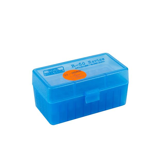 MTM Rifle 22-HORN Series Flip-Top 50 Plastic Round Ammo Box, 22 Hornet, 30 Carbine