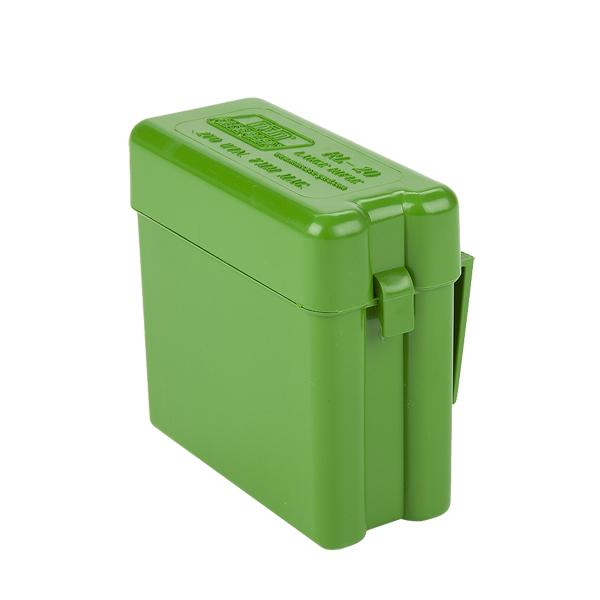 MTM Rifle R-20 Series Flip-Top Belt-Style 20 Round Plastic Ammo Carrier, Green